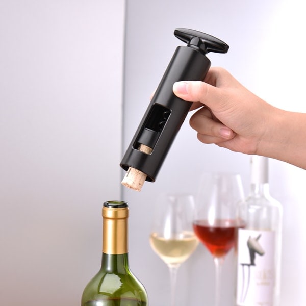 Vinflasköppnare, set med vintillbehör, korkskruv med folie-skärare, vakuumpropp, vinluftare för jul och Alla hjärtans dag, silverfärgad