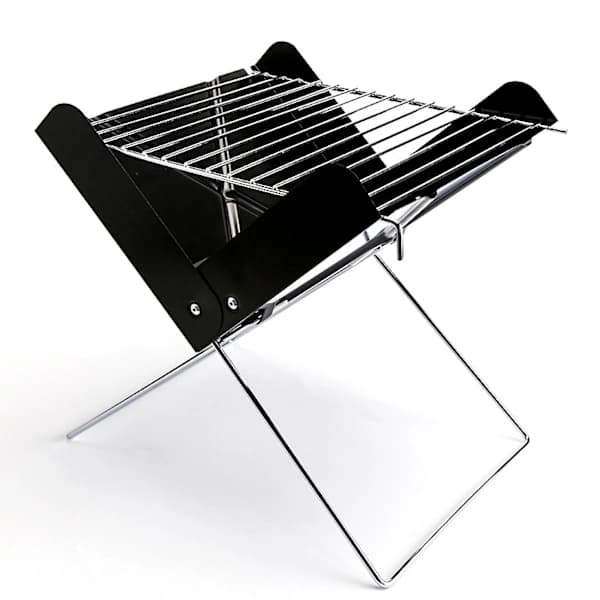 Bærbar kulgrill foldbart pladsbesparende design med rengøringsbørste til picnic, camping, have og balkon sort
