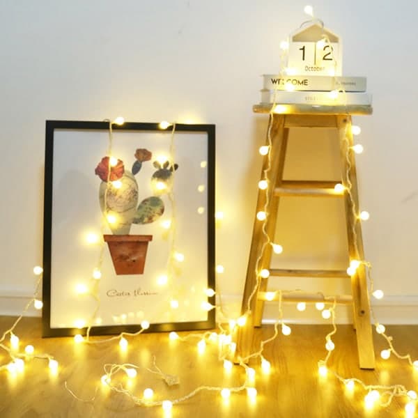 Julelyskæde Kugle LED String USB Lampe Pære String Bryllup Beige 3m 20led