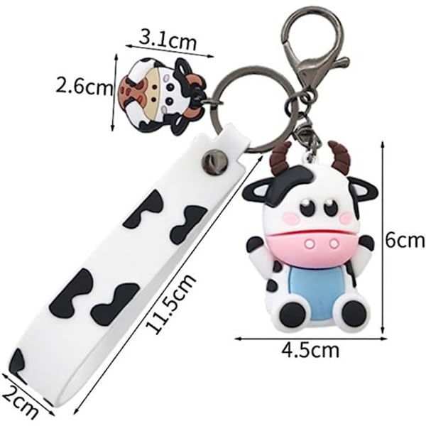 (White Cow) Söt tecknad med nyckelring nyckelring - egnet til barn IC