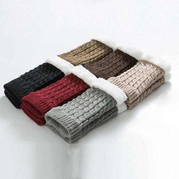 Dam Benset Hög med Strumpor Höst & Vinter Håll Värmen Ullsocka Cover Vinröd