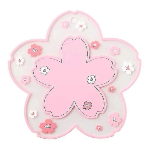 Kirsebærblomstformet silikonunderlegg Kaffebordunderlegg Varmeisolasjon 1 stk, Rosa)