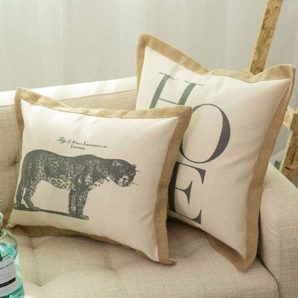 IC Vintage Leopard Rektangulärt Dekorativt Örngott Bondgård Rustik Bomullslinne Kuddfodral för Soffa Bäddsoffa 16\"x20\" Leopard