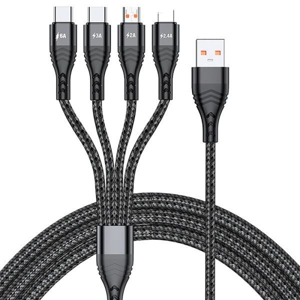 IC 4 i 1 USB-datakabel Smart laddning Snabbladdningskabel 6A 66W