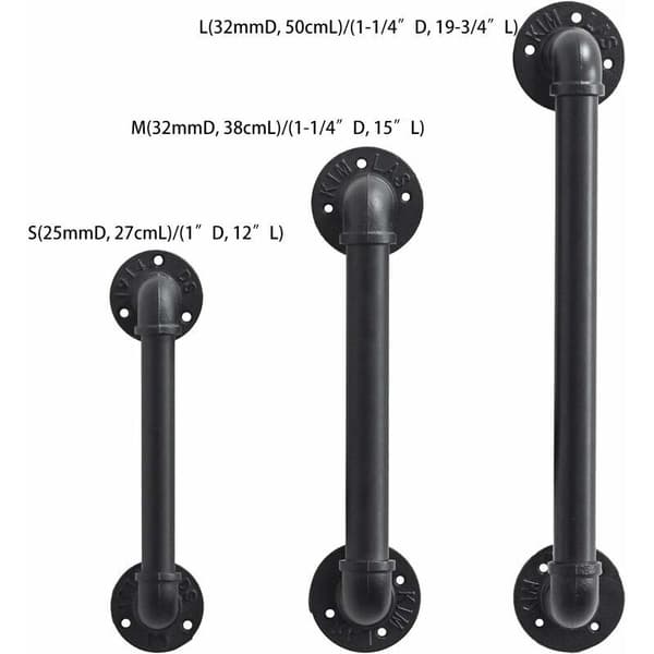 2 kpl:n setti teollinen putkiovikahva 30 cm musta