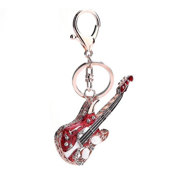 Tila Gitarr Rhinestone hänge Nyckelring Nyckelring Nyckelhållare Väska Dekor Present IC
