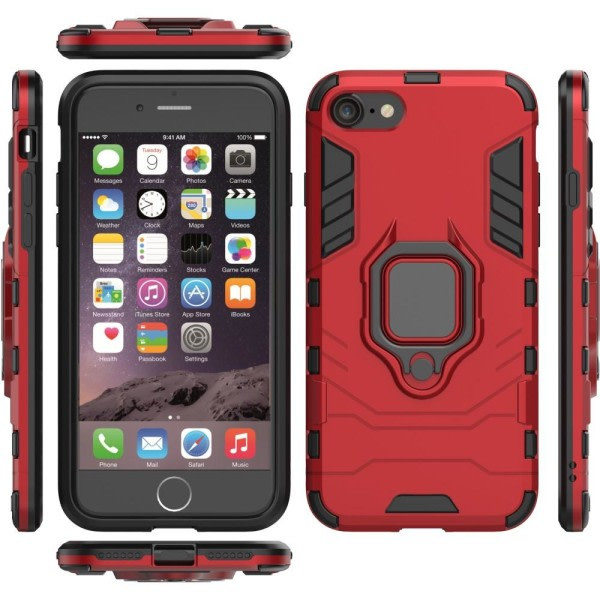 IC iPhone 7/8/SE (2020/2022) - Hybrid Ring -kuori - Punainen