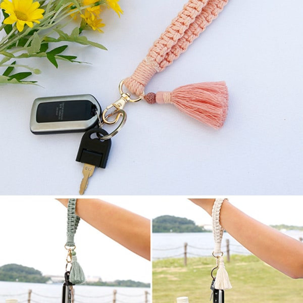 IC Boho Style Flätad Nyckelring Med Lava Sten Rep Armband A4