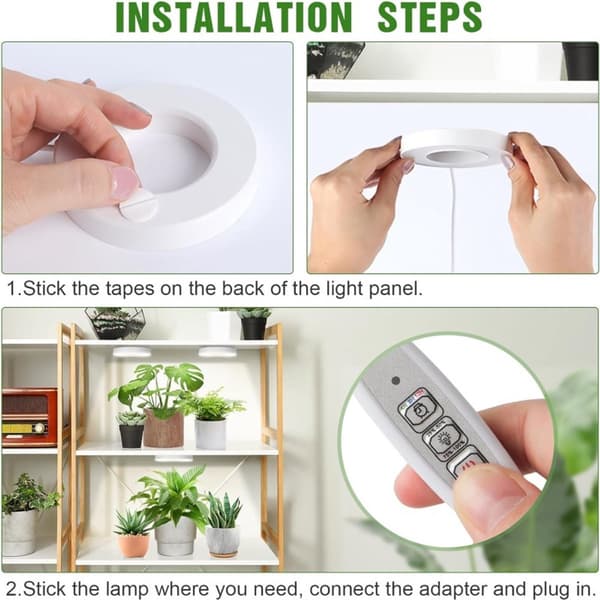 LED-plantegrowlight, fuldspektrum, 144 LED'er, dæmpbar med 4/8/12H timer, USB 5V, til små indendørs planter, sort, 19x12x4cm