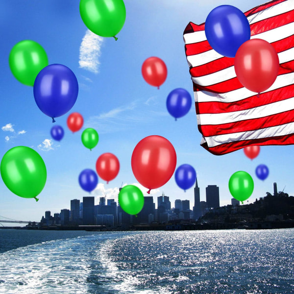 IC 100 stycken 12 tummia rund ballong i latexfärgad ballong för bröllop, födelsedag, lukukausi, festdekoration (blå, röd, grön)