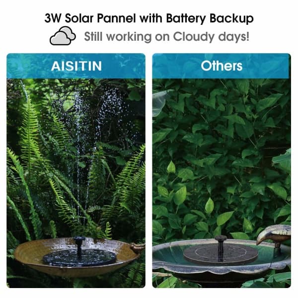 Solcellsdriven fontänpump, vattenfontän med 6 munstycken