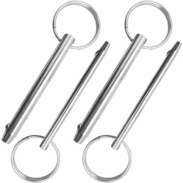 Sæt med 4 Quick Release Pins, Diameter 8mm og 6.3mm, Total Længde 76mm, Alt 316 Rustfrit Stål, af DEBUNS
