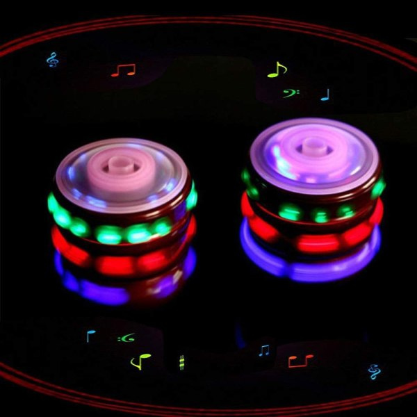 IC Magic Music Snurrande Topp Leksaker Gyroskop med Färgglada Blixtljus Röd Laserlinje för Pojkar Barn Barn Flickor 2st