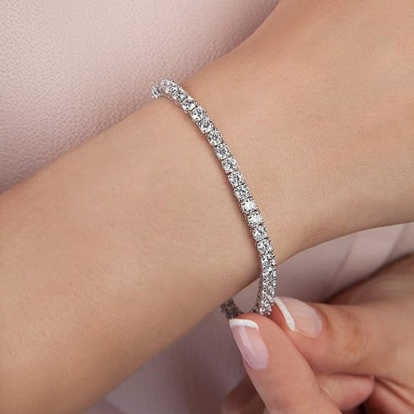 IC 14K guldbelagt 3mm Cubic Zirconia klassisk tennisarmbånd | Guldarmbånd til kvinder | Størrelse 6,5 tommer