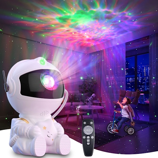 Astronautit Galaxy Projektor Tähtitaivas Yövalo Projektor Kaukosäätimellä, USB-käyttöinen 360° Säädettävä Avaruusmies Valoprojektori