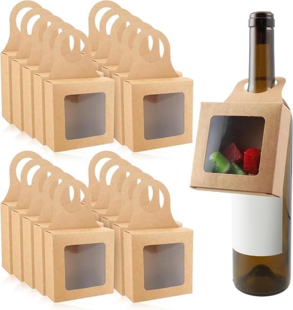 20-pack vinflasklådor - Vinpåsar - Födelsedags- och bröllopsfester - Presentaskar - Lättmonterade - Små askar - Förpackningslåda