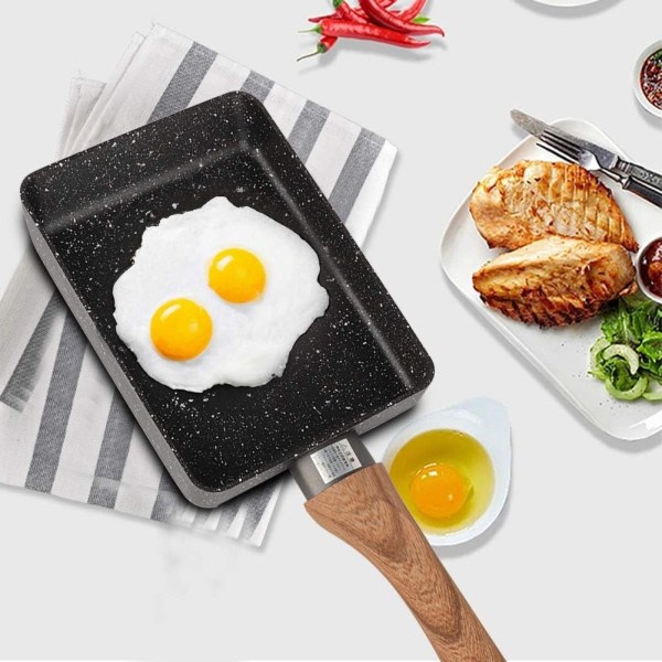 Nonstick omelettpanna, bærebar fyrkantig aluminiumpanna Pocherat ägg liten köksspis