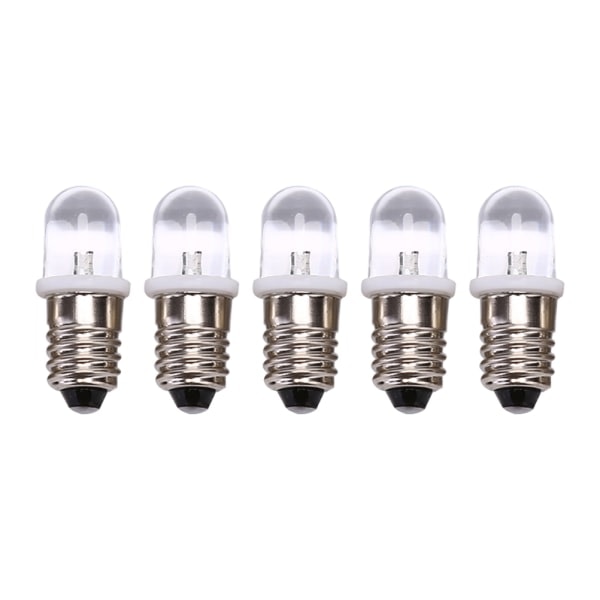 IC 5 kpl E10 LED-lamppu DC 3V 4,5V Instrumenttilamppu Indikaattorilamppu valkoinen DC3V