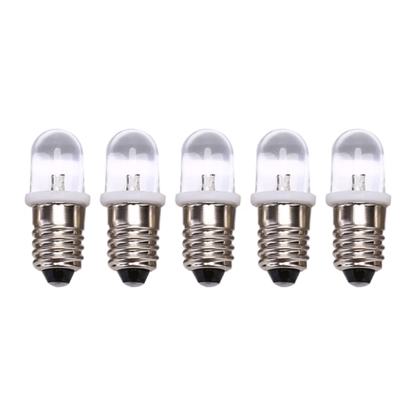 IC 5 stk E10 LED-lampe DC 3V 4,5V Instrumentlampe Indikatorlampe hvid DC3V