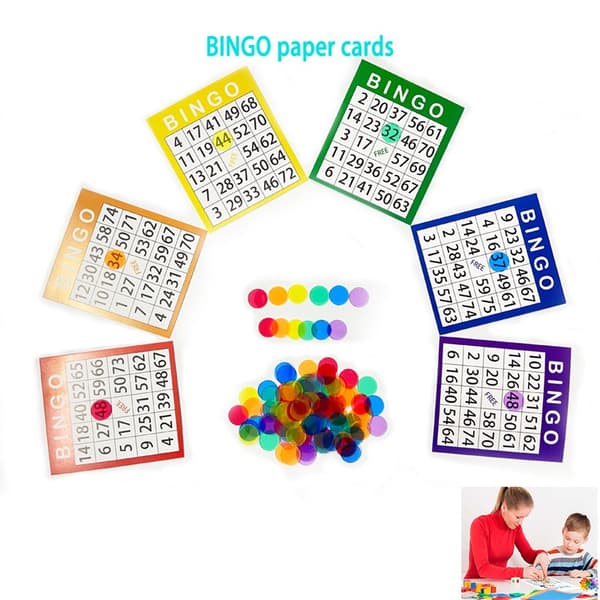 Bingobrett 100 stk - Papir - Tilfeldige farger - 11×12.5cm - Lesbart