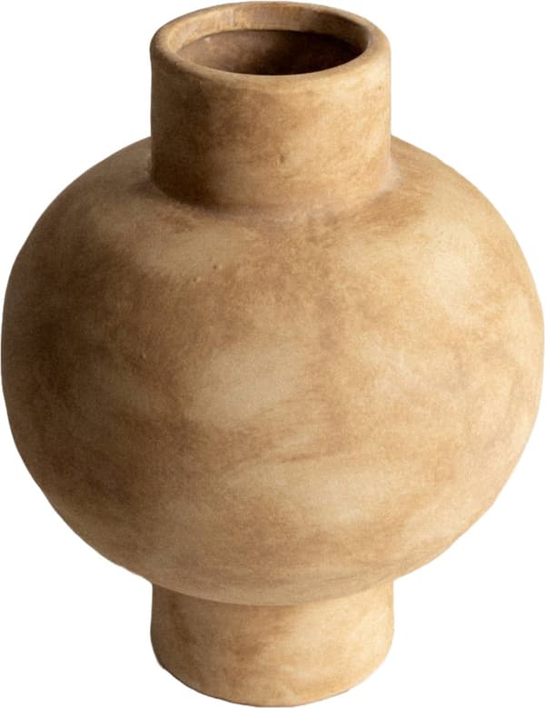 Keramisk Vase Mat Beige Rund Boho Indretning til Tørrede Blomster og Grene Rustik Middelhavsstil til Stuebord og Hylde