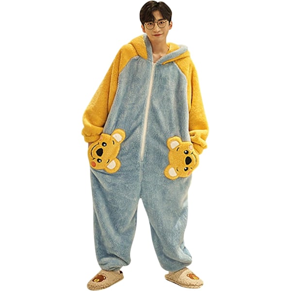 Onesies for kvinner og menn, pyjamas, cardigans, dyr, jumpsuits, hettegensere, 3D hettegensere, Halloween-kostymer, jul, cosplay og fest Men - Pooh2 L