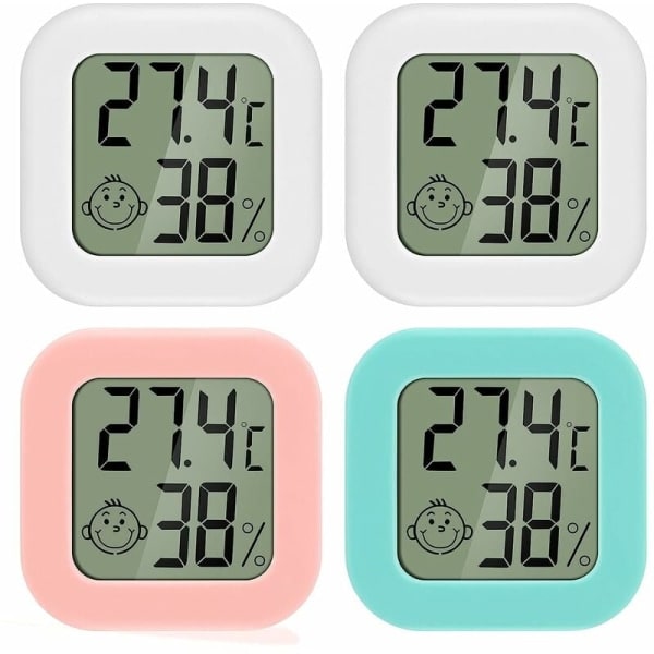 IC 4st Vit*2+Blå+Rosa Minitermometer Hygrometer Babyrum Elektronisk Termohygrometer