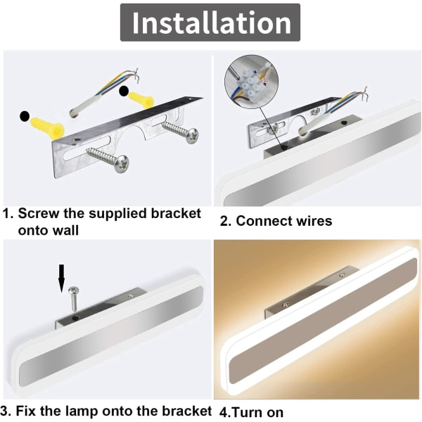 IC LED-peilivalo 40CM 3000K, 15W LED-seinävalaisin 230V 100