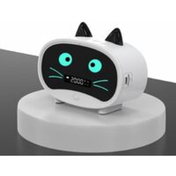 IC Tecknad kattväckarklocka dubbel väckarklocka, Bluetooth-högtalare, handsfree-samtal