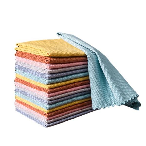 IC Fiskfjäll Stripe Glas Fönsterstäddukar - 5-pack Multifunktionella Återanvändbara Absorberande Bomull
