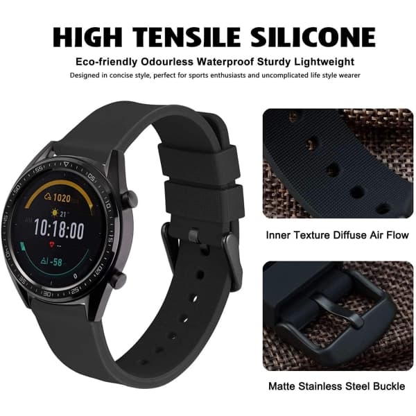IC Silikonarmband rostfritt stålspänne, 20mm