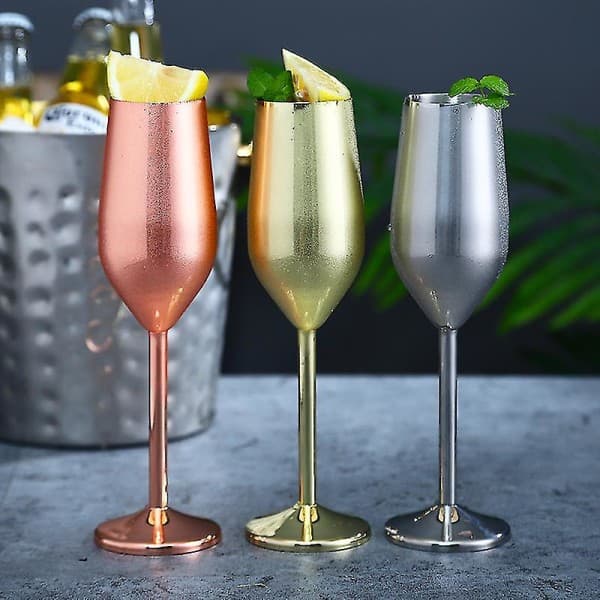 Champagnekopp i rustfritt stål Vinglass Cocktailglass Metall Vinglassbar