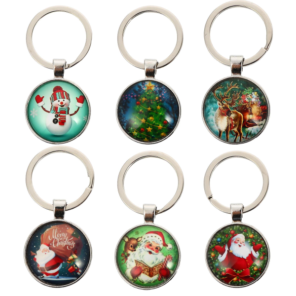 6st Christmas Elements Design Cartoon Nyckelringar Nyckelhängen (sorterad färg) IC