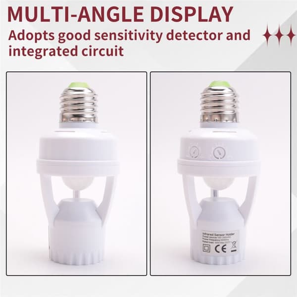 AC 110-220V 360 Graders PIR Bevægelsessensor Induktion IR Infrarød Human E27 Switch Socket Power Base LED Pære Lampeholder