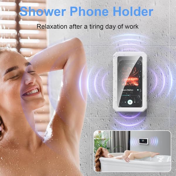Shower Phone Holder - Shower - Suitable - Shower - Universal - Phone Case - Wall Mount - Phone - Shower - with - White