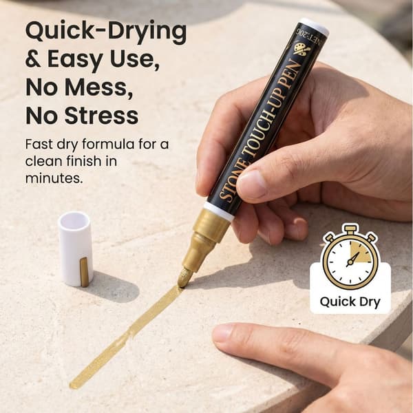 Gravsten Touch Up Pen, Vejrbestandig Fin Spids Guld Markør til Gravsten Granit Marmor Gravering, Guld