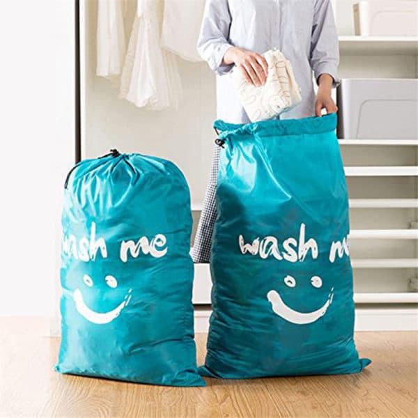 IC Smile Shape Nylon Vaskepose Wash Me Pouch Vaskbar Organizer Blå