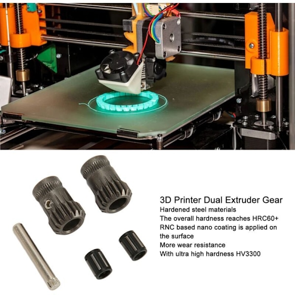 3D-skriver ekstrudergir, herdet stål, Nano RNC-belegg, høy hardhet, dobbeltdrift, girhjulaksel lagerkit, fra DEBUNS