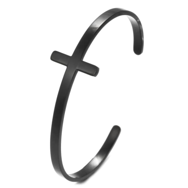 IC Cross Cuff Armbånd, Rustfrit stål åbent