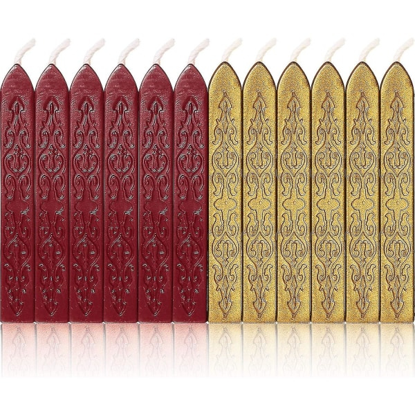 12 forseglingsvoksstaver med veker Antikk brannmanuskript forseglingsvoks for voksforseglingsstempel (blinkende vin)