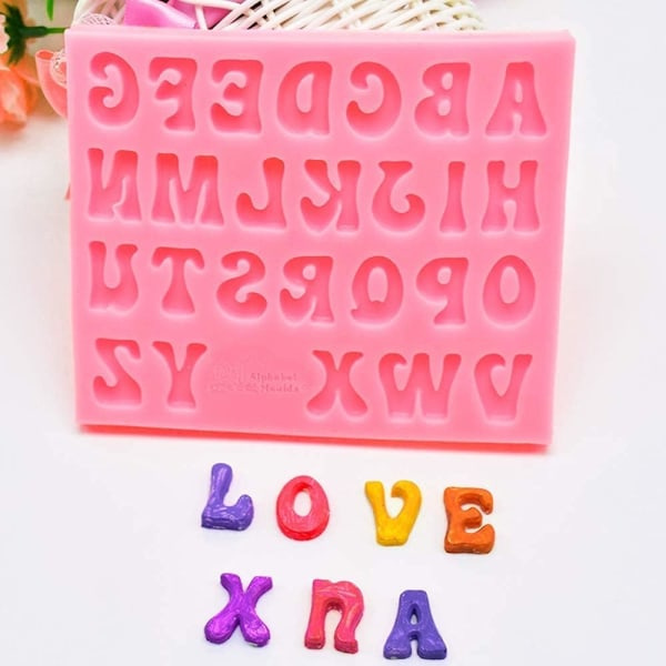 IC A-Ö 26 engelske bogstaver Form Form Bage Tårtdekoration Cupcake Topper Værktøj Alfabetet Rosa Håndlavet diy form til håndlavet chokolade, slik