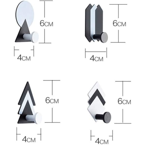 4 kpl Geometrisia Tarra-koukkuja Seinälle Asennettavat Vaatekoukut Luovat