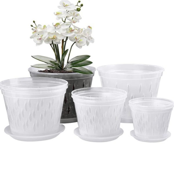 IC Blomkruka er Dräneringshemkrukor med hål Klar inomhusorkidé Pot with Tray