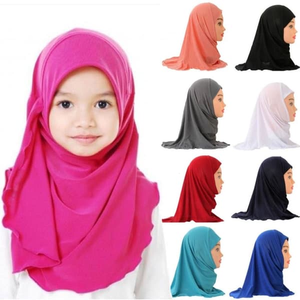 Muslimsk Hijab Islamsk Sjal Sjal for Barn HVIT white