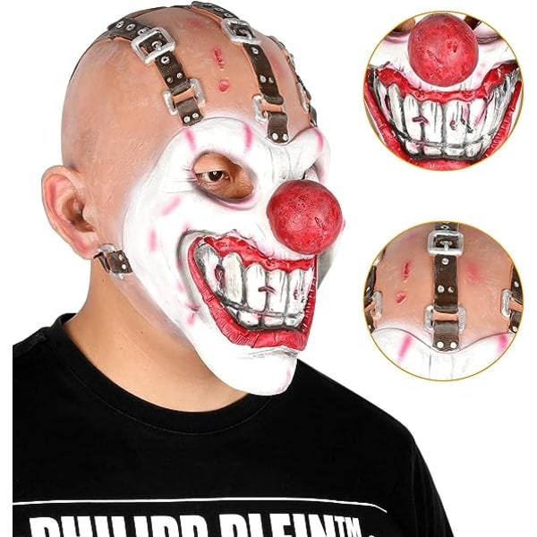 IC Clownmask Skrämmande Demon Killer Mask Skrämmande Halloween Skräck Maskerad Evil Cosplay Fest Kostym Tillbehör Full Head Latex rekvisita