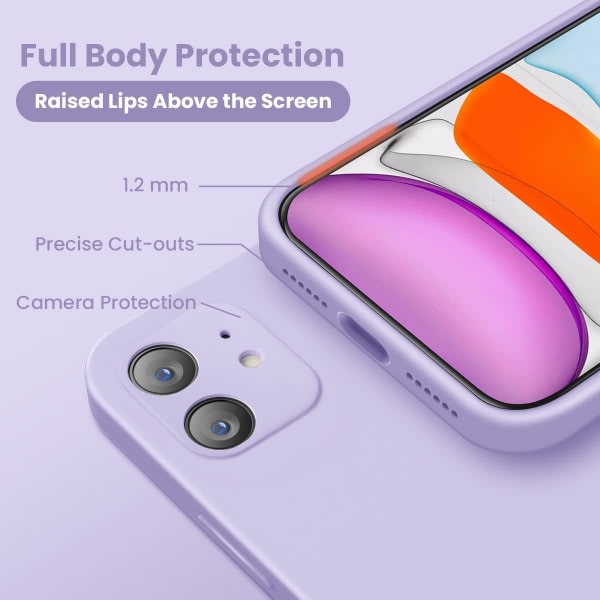 IC iPhone 11- etui, silikon [Square Edges] & [Camera Protecion] Uppgraderat telefonetui, Kryddnejlika lila