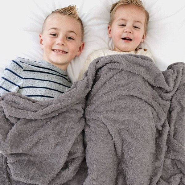 IC Sherpa Fleecefilt - 3D Snygg Design, Supermjuk, Fluffig, Varm, Mysig, Plysch, Luddig för Soffa, Vardagsrum, Säng - Allt, 50\" x 70\", Grå