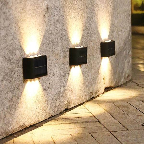 IC Solcellslampa Vattentät Solcellslampa Vägglampa Utomhus Solbelysning 6LED-Varmvitt ljus