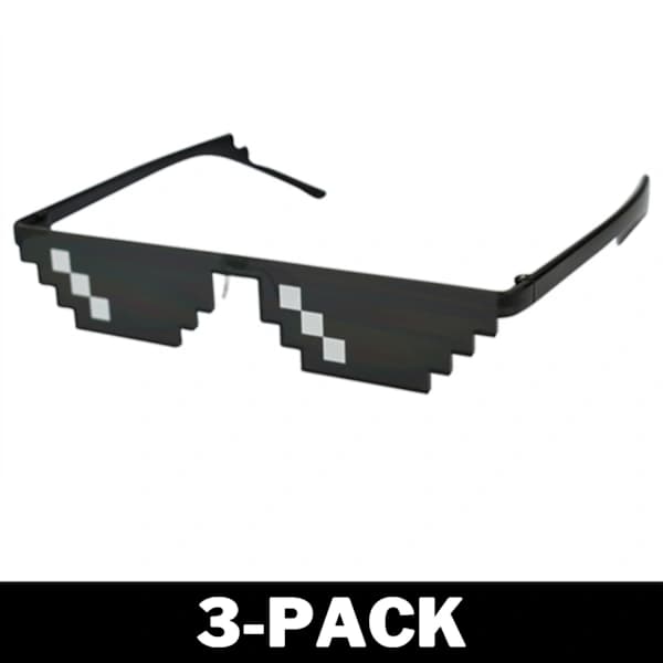 Sorte Thug Life Briller Meme Solbriller Pixel 16bit Sort 1-pak 1-pak 1-Pack