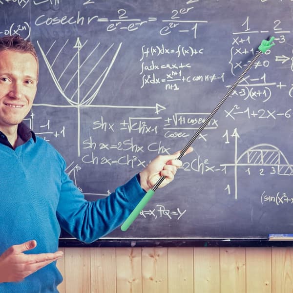 Teleskopisk lärarpekare 2-delad – grön/blå, utdragbar, för whiteboard, klassrum
